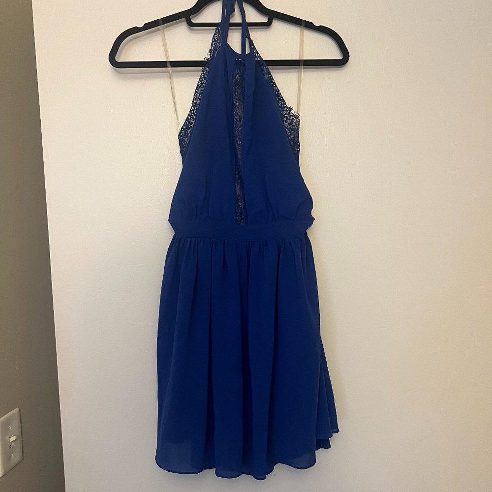 Francesca's Blue Halter Backless Dress